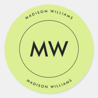 Custome Minimal Monogram Classic Round Sticker