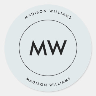 Custome Minimal Monogram Classic Round Sticker