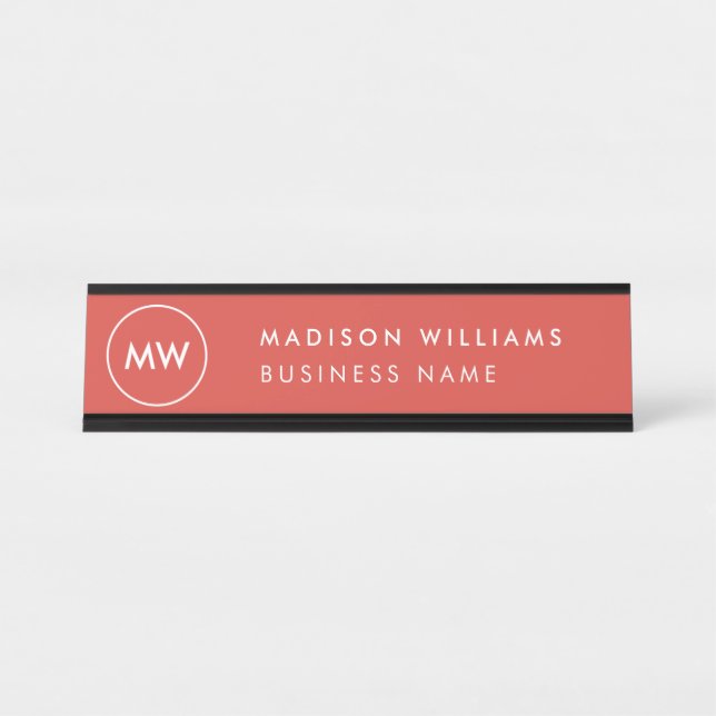 Custome Minimal Monogram Desk Name Plate (Front)