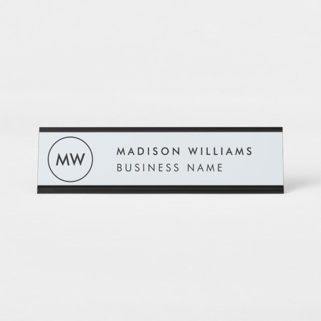 Custome Minimal Monogram Desk Name Plate (Front)