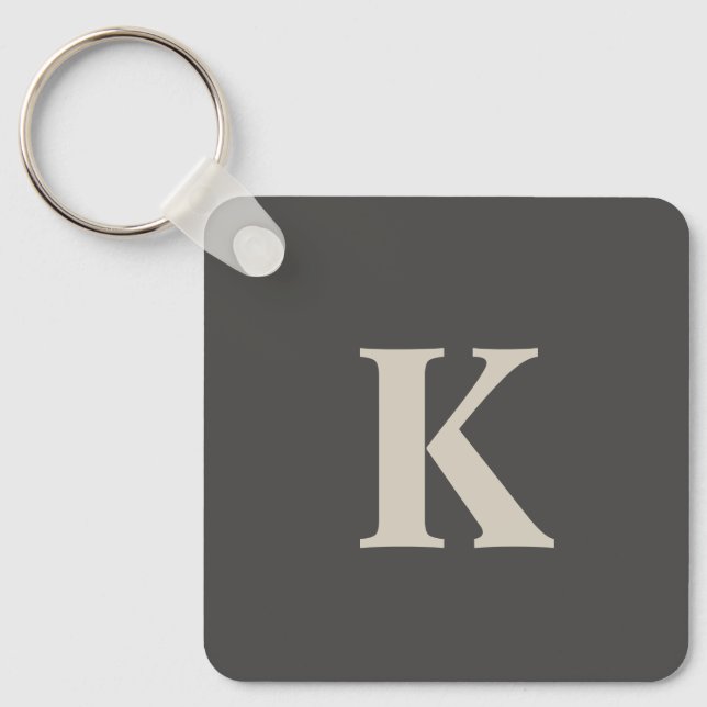 Custome Monogrammed Grey  Key Ring (Front)
