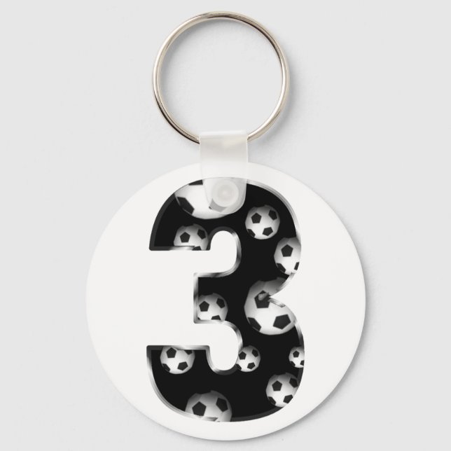 Custome Number 3 Soccer Keychain (Front)