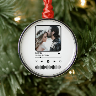 Custome Photo Song Playlist Couple Valentine's Day Metal Ornament