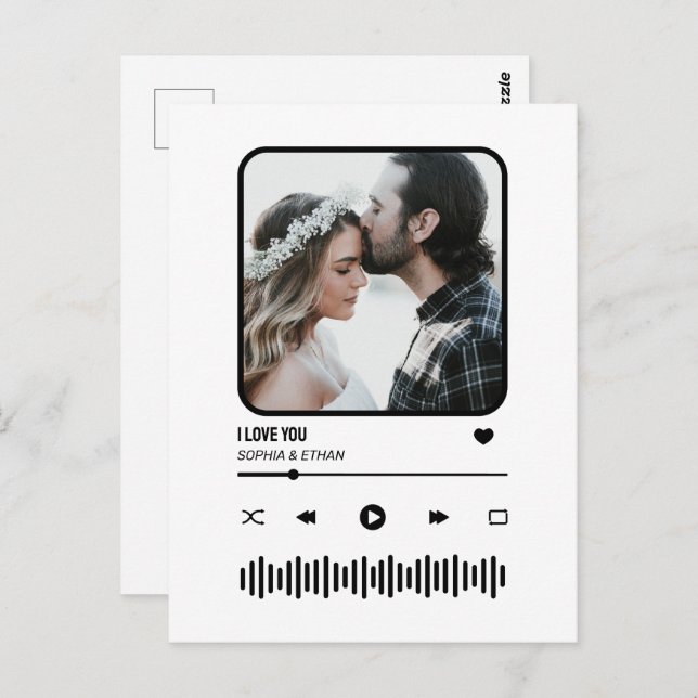 Custome Photo Song Playlist Couple Valentine's Day Postcard (Front/Back)