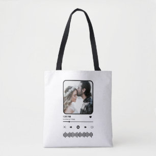 Custome Photo Song Playlist Couple Valentine's Day Tote Bag