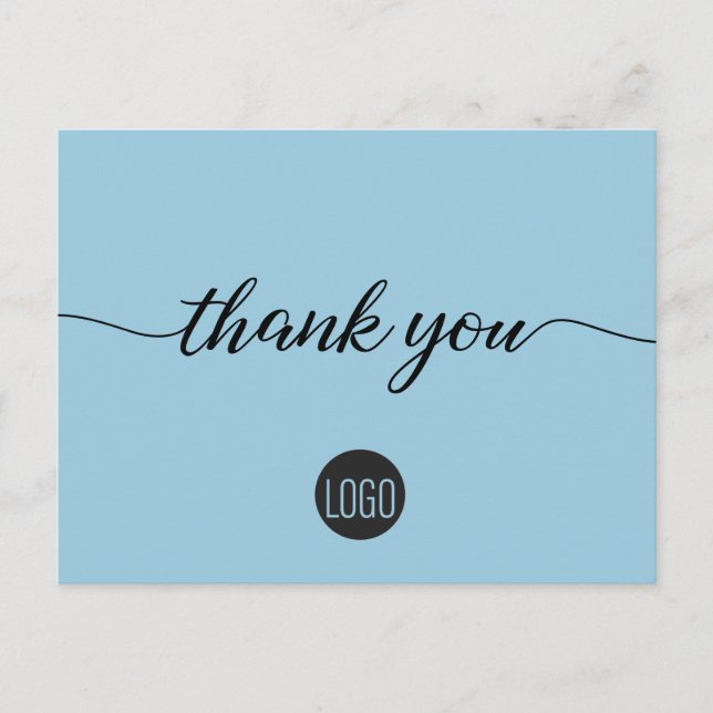 Customer Appreciation Business template Blue Postcard (Front)