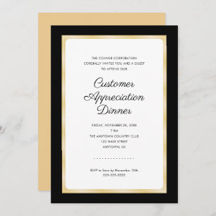 Customer Appreciation Dinner   Black and Gold Invitation