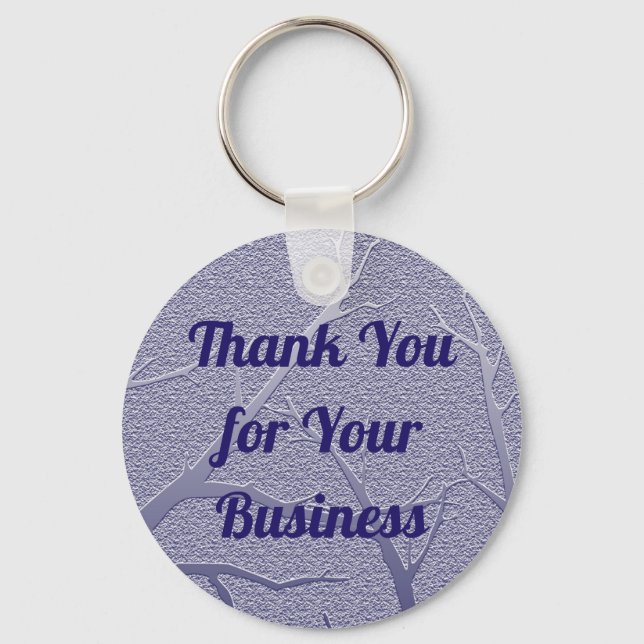 Customer Appreciation Elegant Blue Thank You Key Ring (Front)