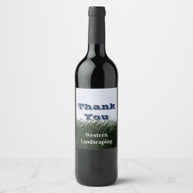 Customer Appreciation Green Grass Thank You Wine Label (Front)