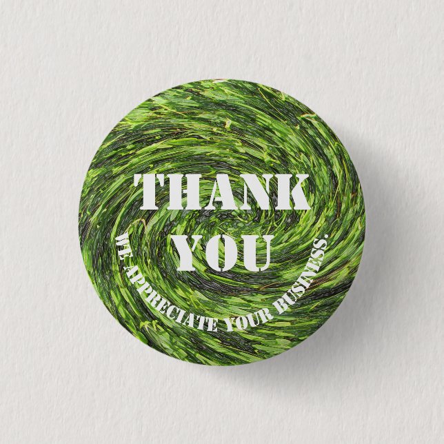 Customer Appreciation Green Swirl Thank You 3 Cm Round Badge (Front)