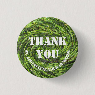 Customer Appreciation Green Swirl Thank You 3 Cm Round Badge