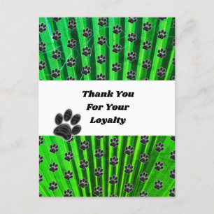 Customer Appreciation Paw Print Caregiver Thanks Postcard