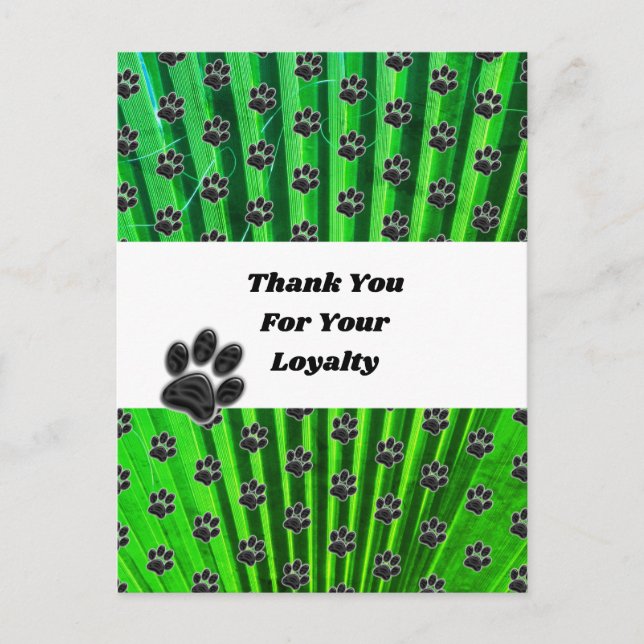 Customer Appreciation Paw Print Caregiver Thanks Postcard (Front)