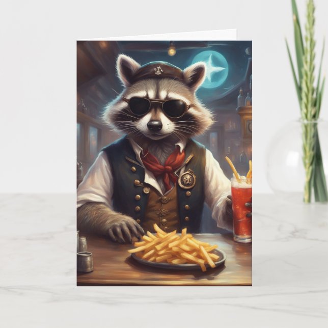 Customer appreciation Racoon Biker bar patron Card (Front)