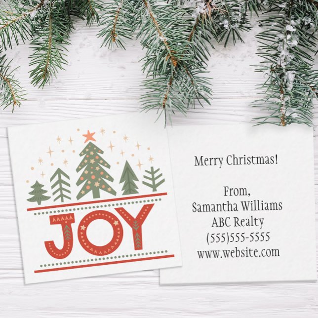 Customer Christmas Joy Boho Holiday Card (Christmas Customer Pop By Notecard)