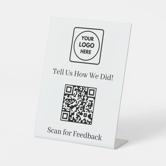 Customer Feedback QR Code | Business Review Rating Pedestal Sign (Front)