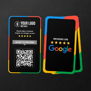 Customer Google Reviews QR Code Business Review Card