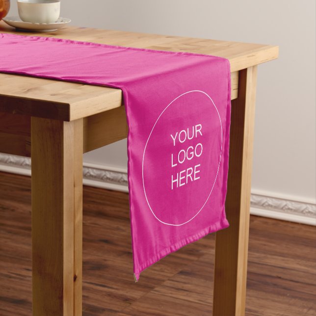 Customer Logo Text Pink Solid Colour Template Long Table Runner (In Situ)