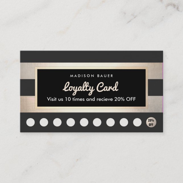 Customer Loyalty 10 Punch Gold and Black Stripes Card (Front)