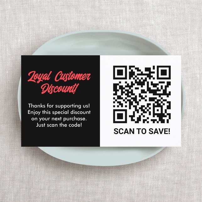 Customer Loyalty Discount QR Code  Business Card (Customer loyalty Discount card with QR Code)