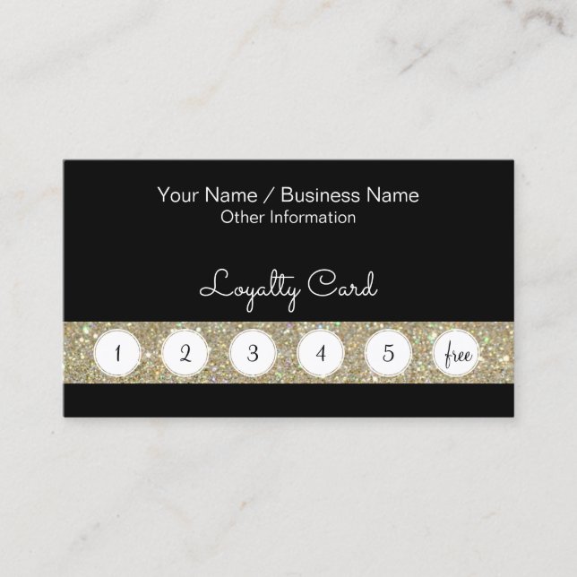 Customer Loyalty Punch Card With Glitter Bar (Front)