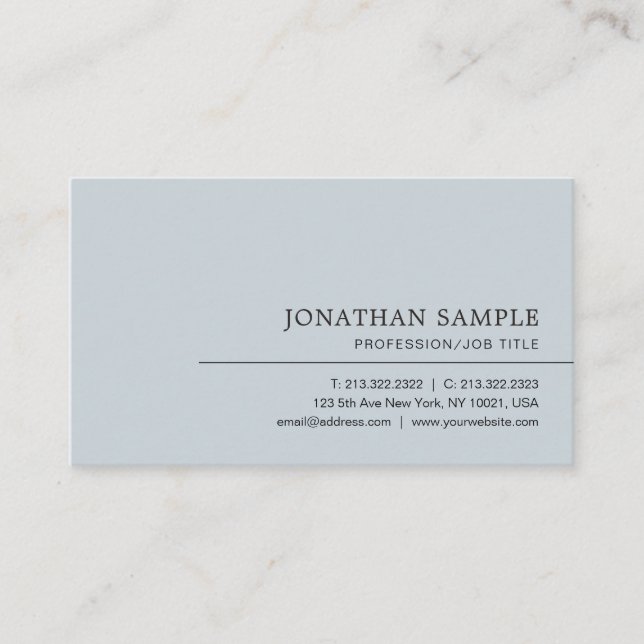 Customer Modern Simple Professional Elegant Silver Business Card (Front)