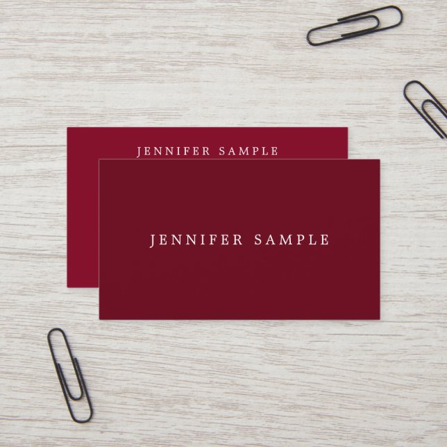 Customer Modern Template Stylish Rich Maroon Red Business Card (Front/Back In Situ)