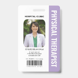 Customer Physical Therapist Medical Staff Purple ID Badge
