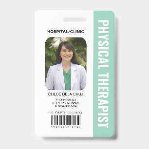 Customer Physical Therapist Medical Staff Teal ID Badge