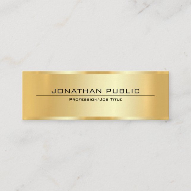 Customer Professional Elegant Faux Gold Template Mini Business Card (Front)