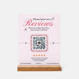 Customer Review Custom - Pink Feminine QR Code  Acrylic Sign