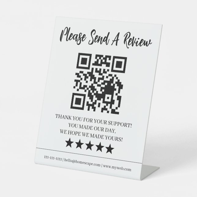 Customer Review QR Code Feedback Display Pedestal  Sign (Front)