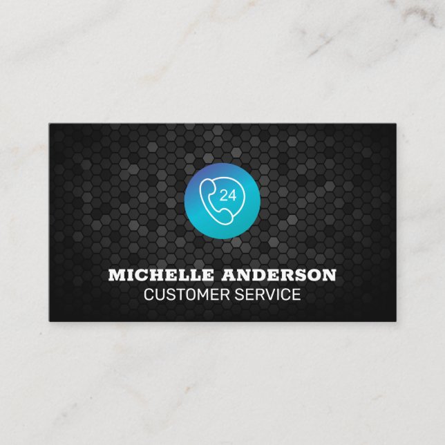 Customer Service 24 H Phone Logo Business Card (Front)