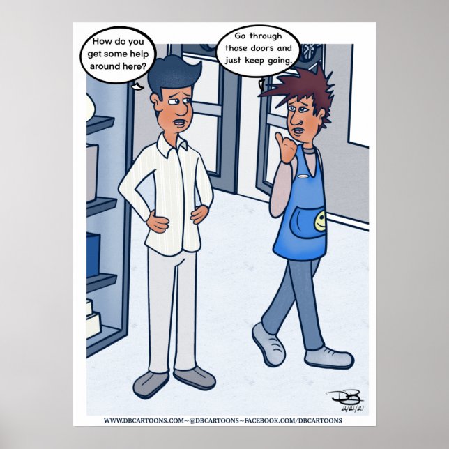 Customer Service Cartoon Poster (Front)