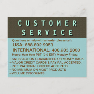 Customer Service Contact Information Postcard