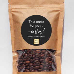 Customer shopping black business logo wrapping classic round sticker