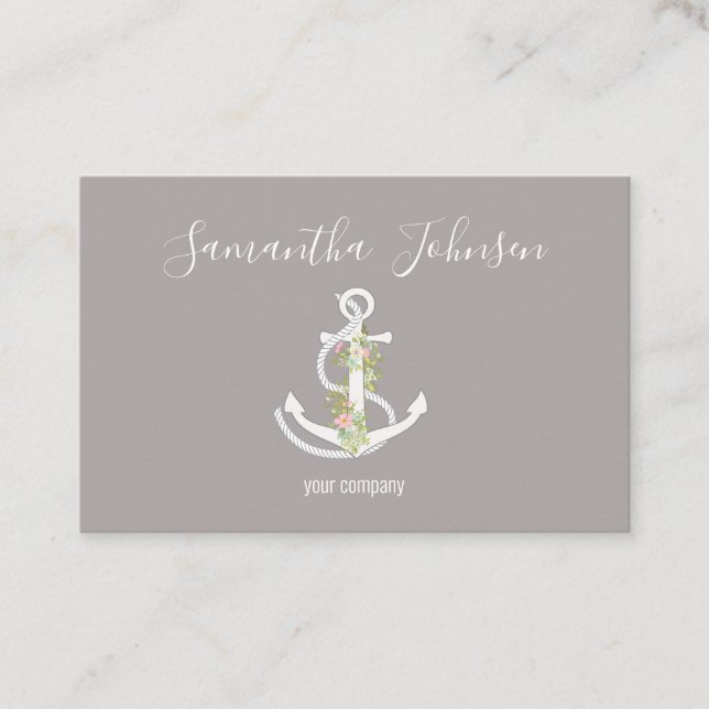 Customer-specific anchor with flowers business card (Front)