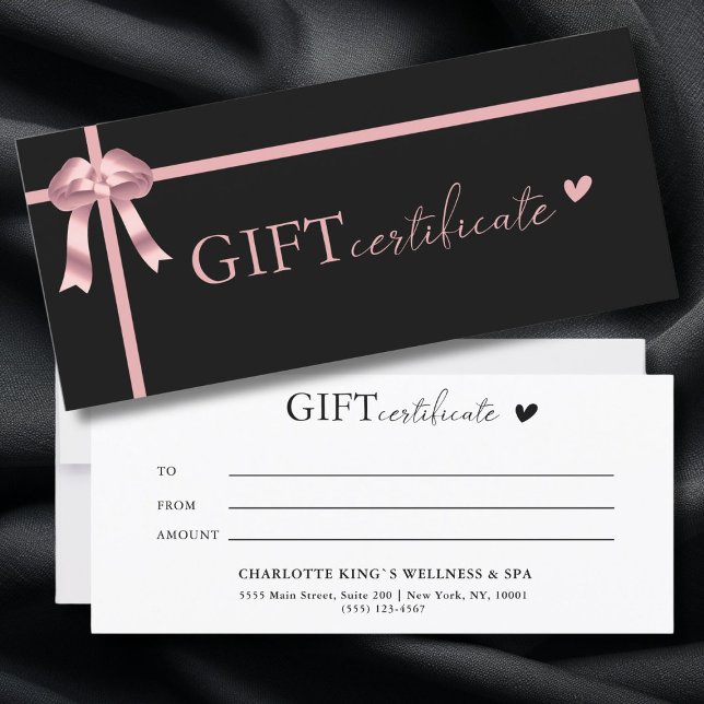 Customer specific Business Gift Certificate (Customer specific, Luxury, Elegant, Ribbon, Salon, Black Business Gift Certificate.)