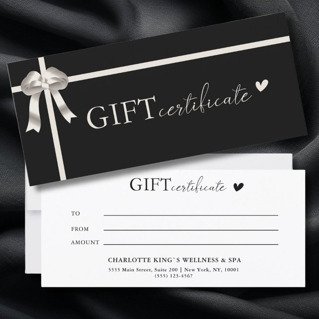 Customer specific Business Gift Certificate (Customer specific, Luxury, Elegant, Ribbon, Salon, Black Business Gift Certificate.)