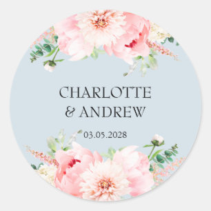 customer-specific floral wedding classic round sticker