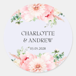 customer-specific floral wedding   classic round sticker