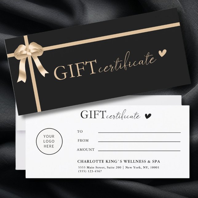 Customer specific, Logo, Business Gift Certificate (Customer specific, Logo, Ribbon, Business Gift Certificate. Black and Gold )