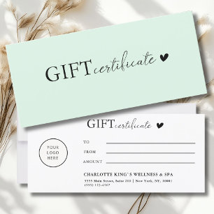 Customer specific Logo Business Gift Certificate