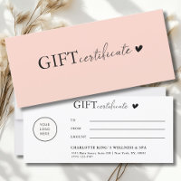 Customer specific, Logo Business Gift Certificate