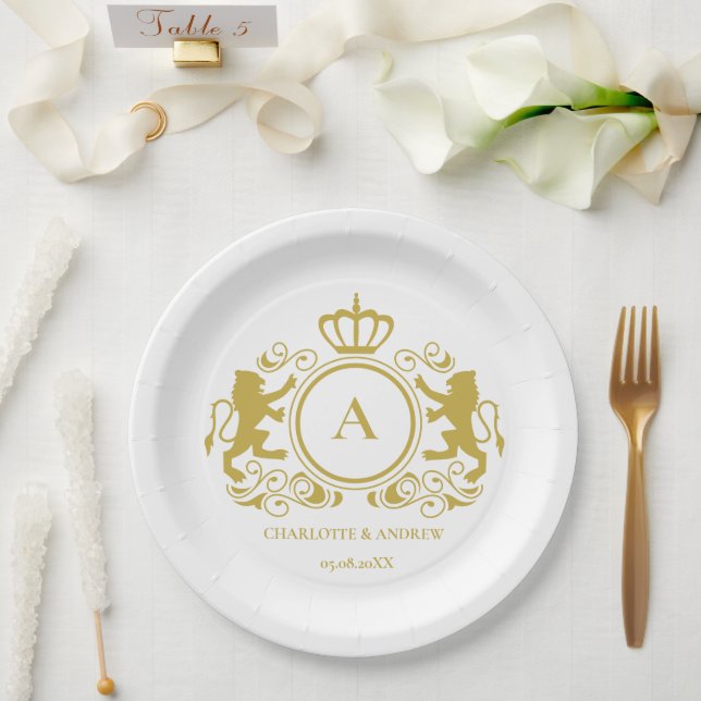 customer specific logo Monogram Wappen Paper Plate (Wedding)