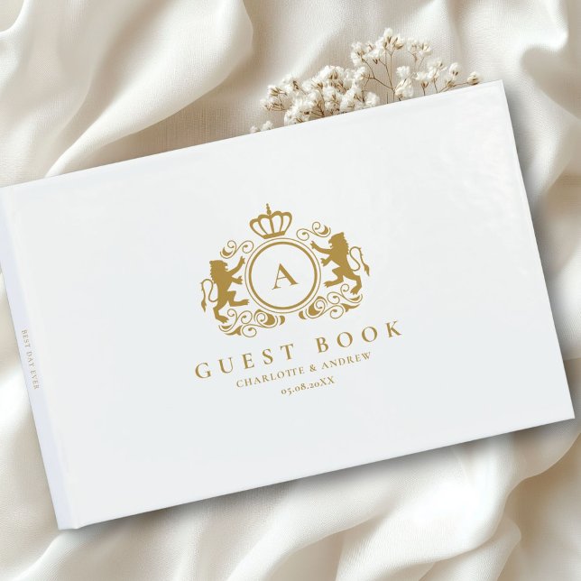 Customer specific Logo Monogram Wedding Guest Book (Customer specific Logo Monogram White Wedding Guest Book with your name and date.)