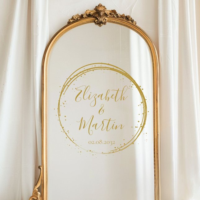 Customer specific modern, circle wedding (Customer specific modern, circle, wedding, window cling with your names and date.)