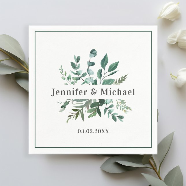 Customer-specific Monogram Leafy Napkins (Creator Uploaded)