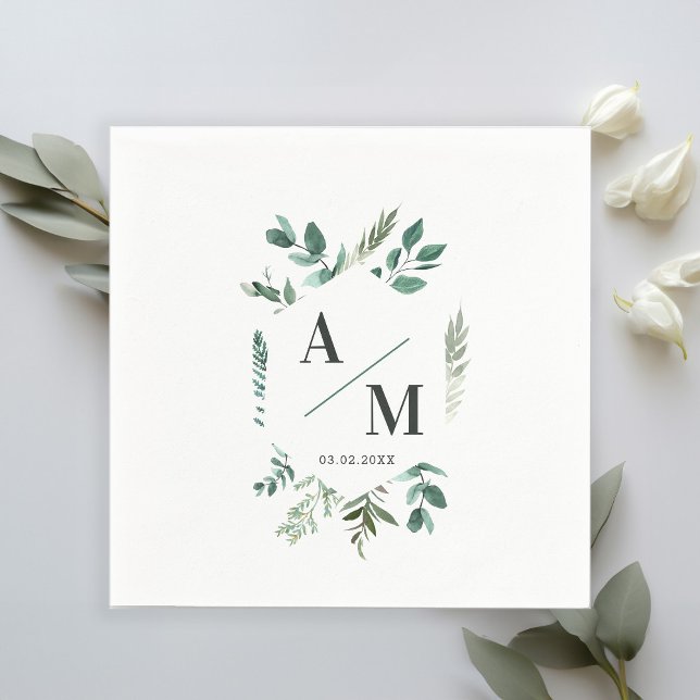 Customer-specific Monogram Leafy Napkins (Creator Uploaded)