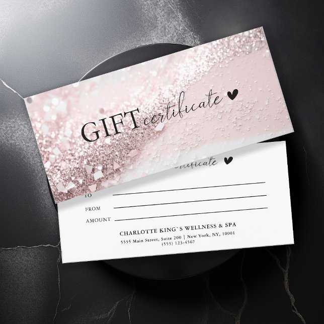 Customer specific, pink-silver glitter, business (Customer specific, trendy, pink-silver, glitter, business gift certificate.)